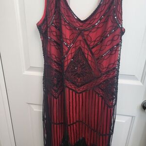 Red and Black Beaded Dress